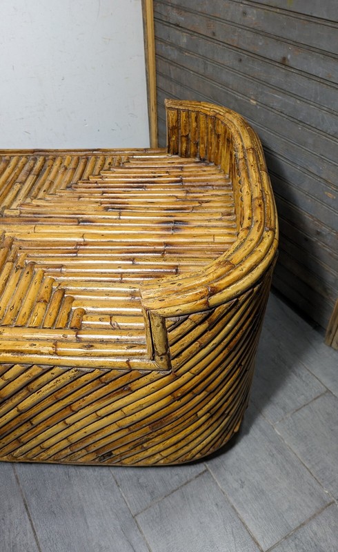 Vintage Mid Century Modern Boho Chic Coastal Split Bamboo Reed Table or Ottoman gallery