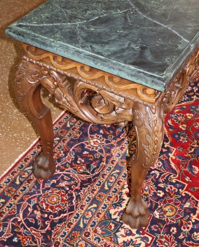 Maitland Smith Baroque Renaissance Revival Style Green Faux Marble Console Table gallery