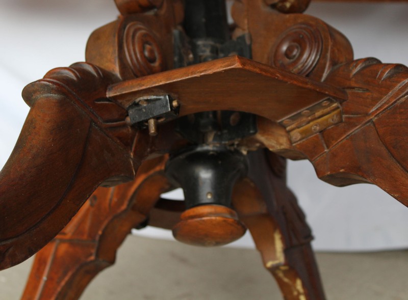 Antique Victorian Walnut Rotary, Adjustable, Sliding Top, Folding Table patented gallery