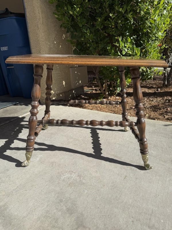 Antique Parlor Table- With Green Glass Ball Claw Feet gallery