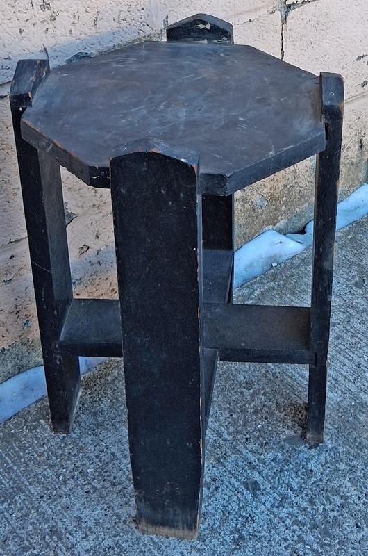 Antique Vintage Old Solid Wooden Octagon Lamp End Side Accent Table Plant Stand