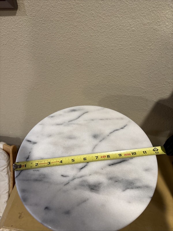 Vintage White & Gray Marble And Brass Plant Stand Accent Table 12”x17.5” gallery
