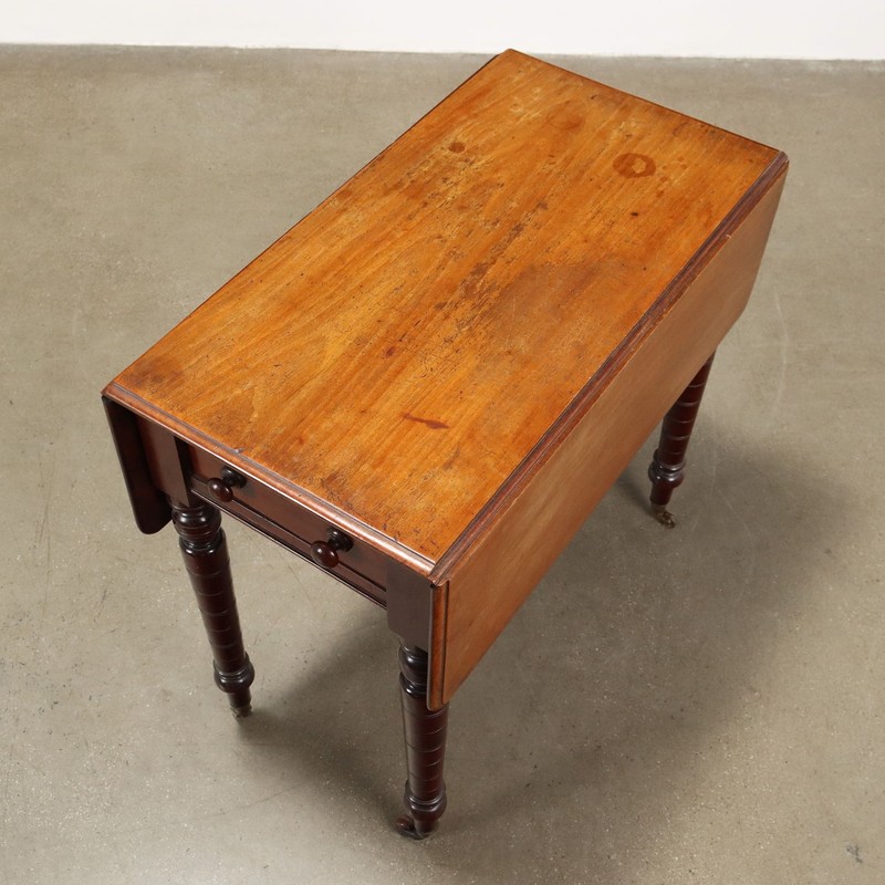 Antique Coffee Table Mahogany Drawers Decorations XIX Century Original gallery