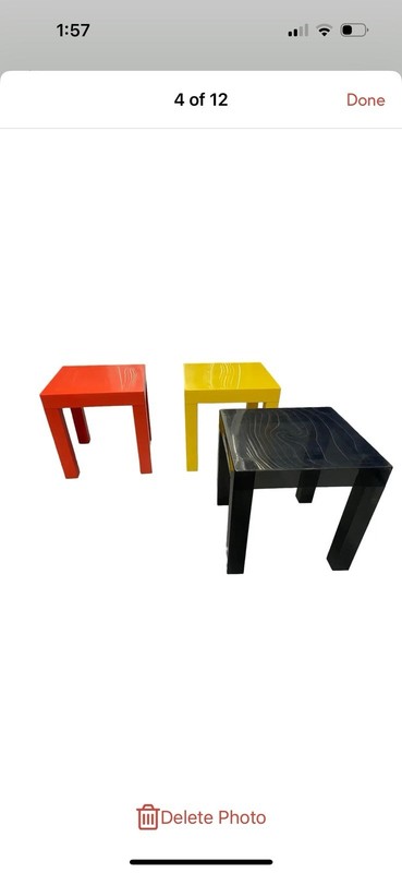 Mid Century Multi Color Plastic Parsons Tables - a Set of 3 Snack Tables gallery
