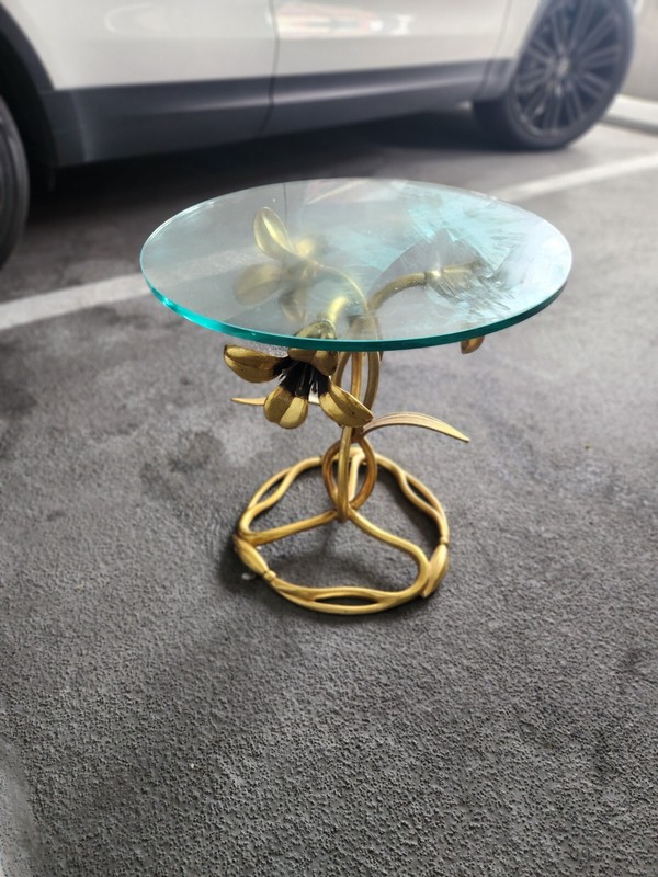 1970's Gilt Aluminum Poppy Table gallery