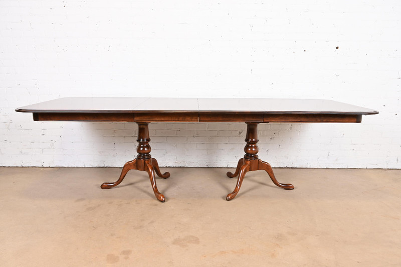 Ethan Allen Georgian Solid Cherry Wood Double Pedestal Extension Dining Table gallery