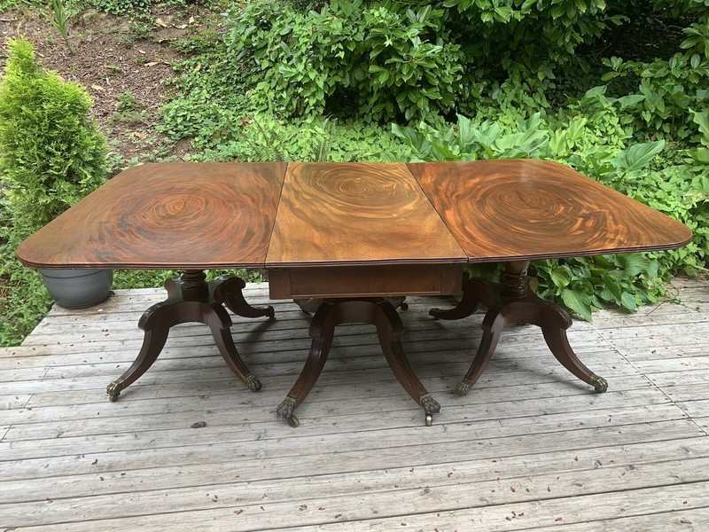 Regency Dining Table 1800's Three Pedestals gallery