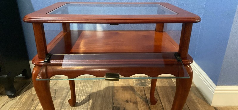 Vintage Queen Anne Style Display Box End Table Glass Curio gallery