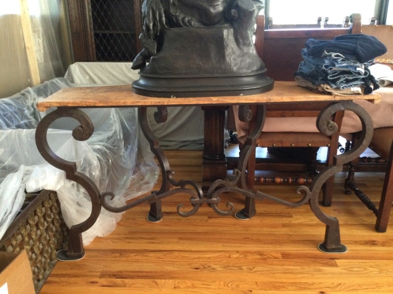 Wrought Metal and Marble Console Table
