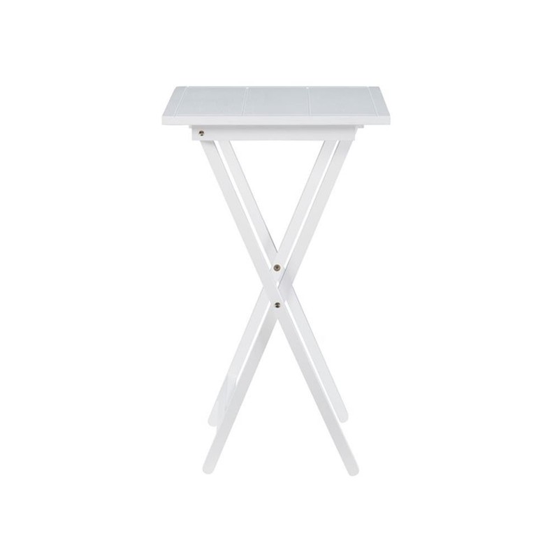 Linon Lisbon Five Piece Wood Tray Table Set in Whitewash gallery