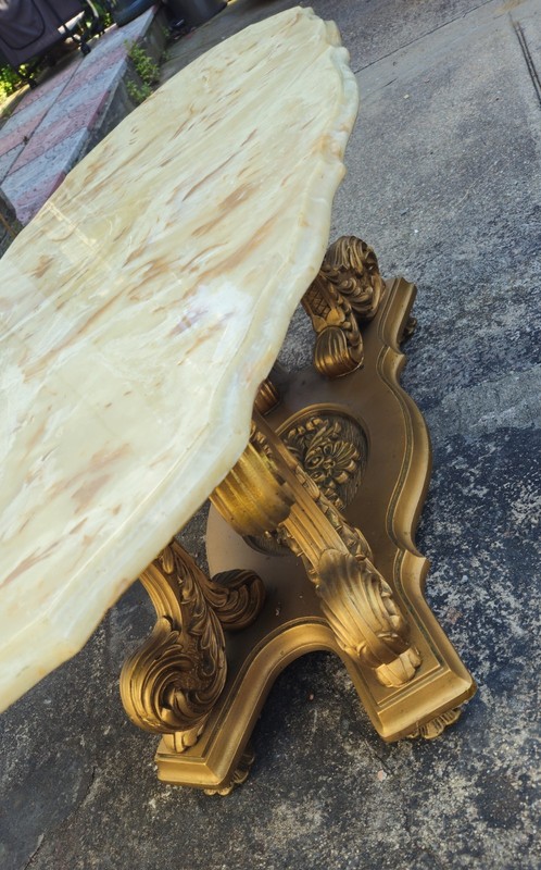 Italian Provincial Marble and Gold Coffee Table 64" gallery