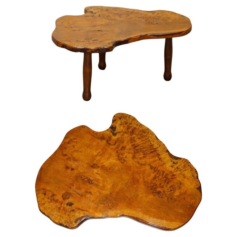 STUNNING LIVE EDGE SLAB COFFEE OR COCKTAIL TABLE IN BURR PIPPY OAK