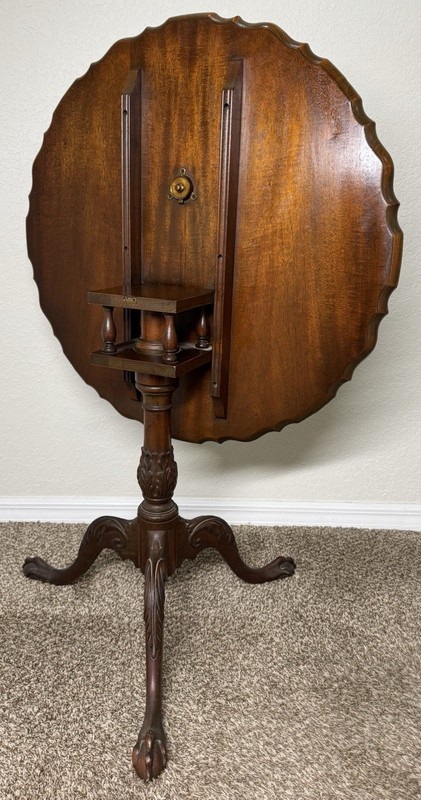 Baker Mahogany Chippendale Style Tilt-Top Table w/ Birdcage and Ball & Claw Feet