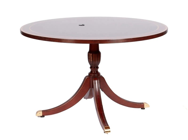 COUNCILL MAHOGANY FEDERAL STYLE ROUND PEDESTAL TABLE CONSOLE TABLE w BANDING