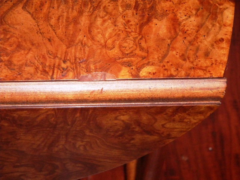 Baker Furniture Vintage Drop Leaf Side Table/ Gate Leg Burled Maple/Walnut Wood gallery