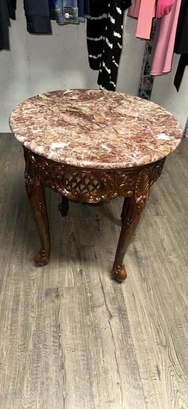 (2) removable top red marble side tables imported from italy