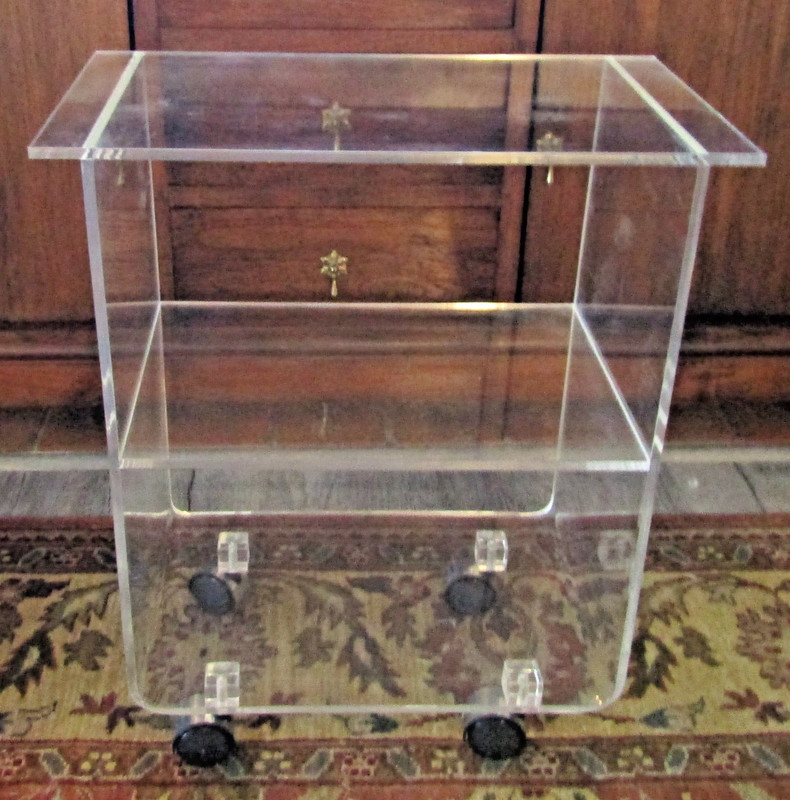 Vintage Lucite Side Table Bar Cart with Casters gallery