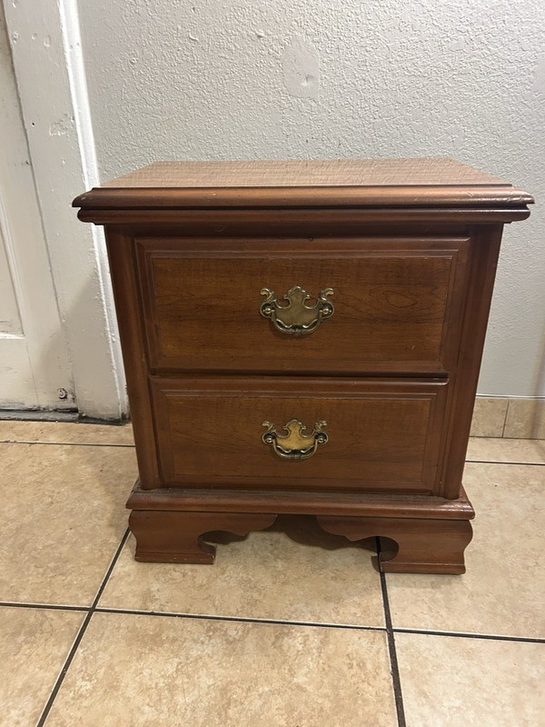 Vintage Maple Night Stand End Table w/ 2 Drawers