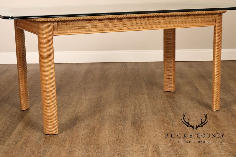 Lexington Henry Link Glass Top Wicker Dining Table gallery