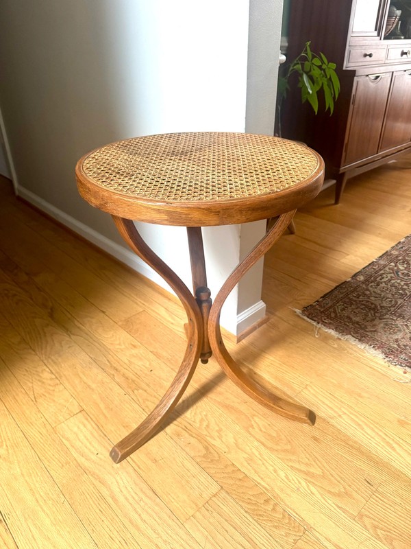 MCM Bent Wood Martini Table | Thonet Style Cane Top Table gallery