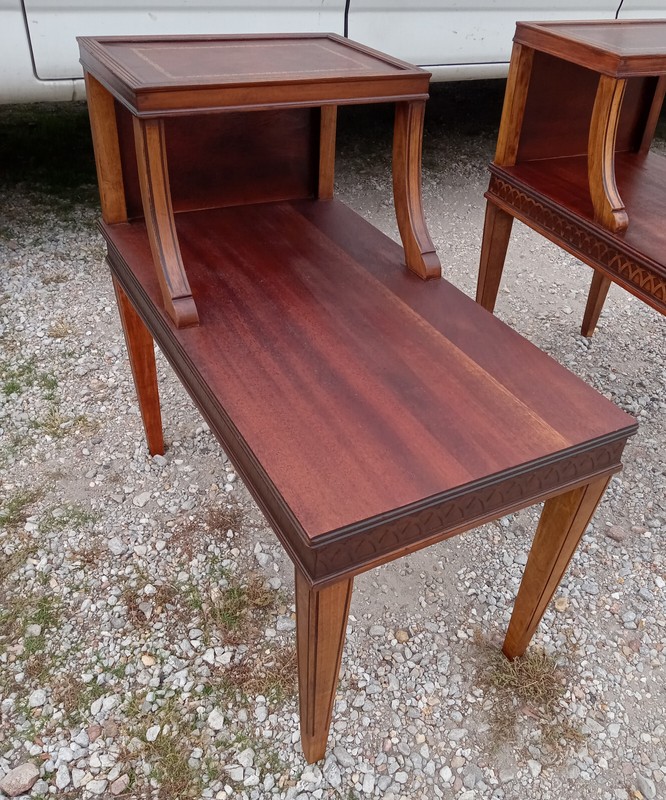 Mid Century Leather Top Step End Table (1 Table) (SET72)
