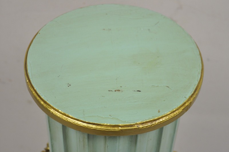 Italian Neoclassical French Empire Green & Gold Painted Wooden Column Pedestal gallery