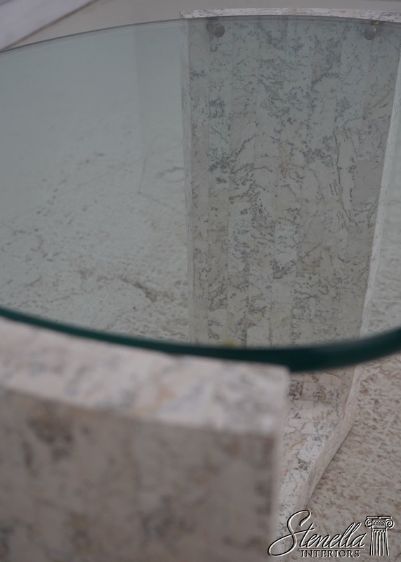 71936: Pair MAITLAND SMITH Modern Design Marble & Glass End Tables gallery