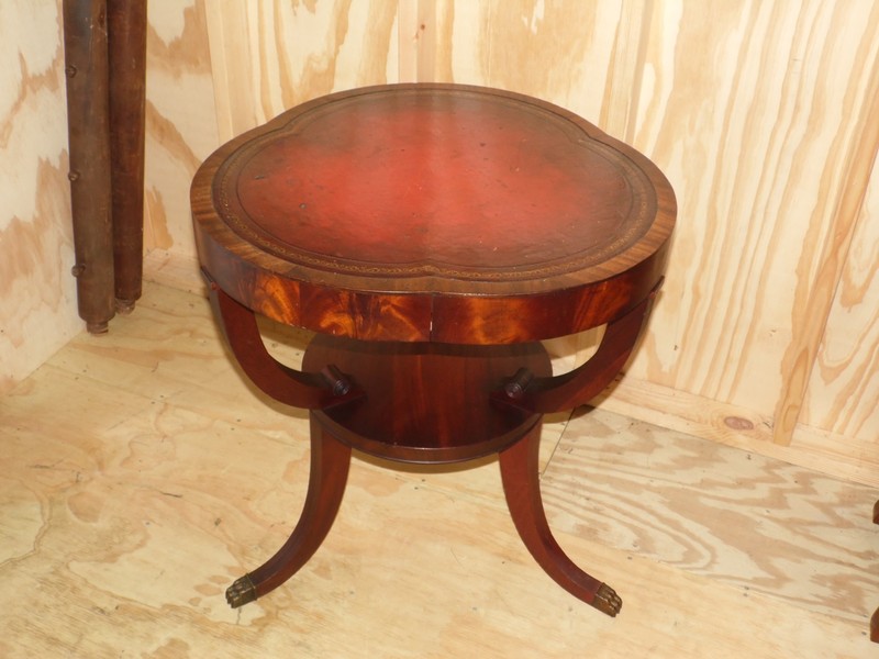 Vintage Ferguson Regency Mahogany Red Leather Top Center Table gallery