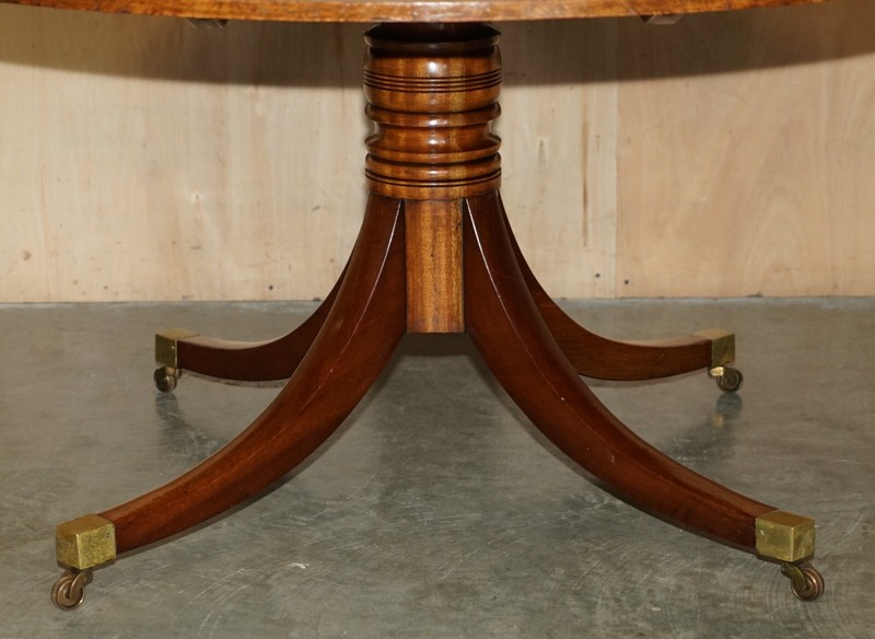 LARGE 152.5CM WIDE BURR WALNUT MACASSAR EBONY REGENCY ROUND DINING TABLE SEATS 8 gallery