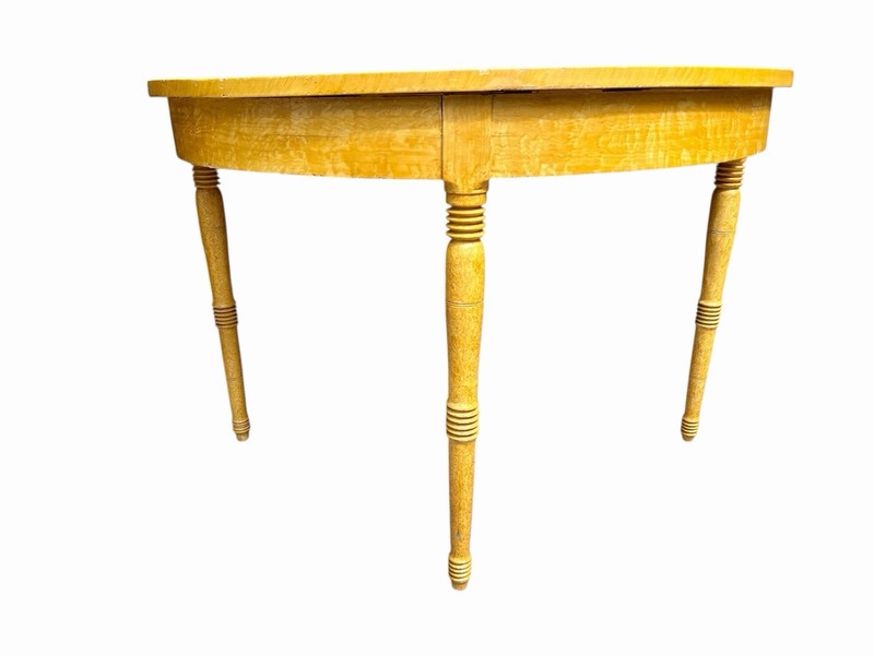 Pair Rustic Demilune Tables Grain Painted gallery