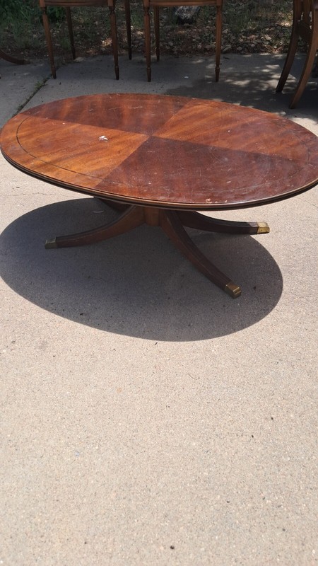 Oval Coffee Table, Lane Altavista furniture. pedestal-style legs, used 1990’s