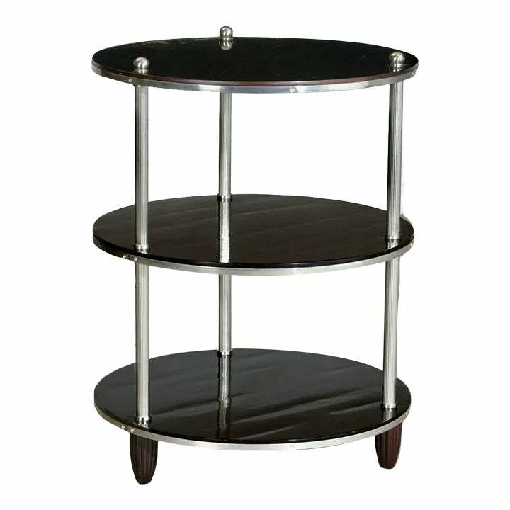 Baker 20th century Mahogany & metal 3 Tier Round Table Etagere
