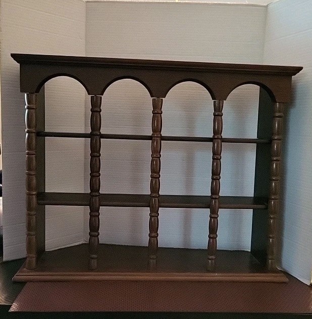 Solid Wood 12 Cubby Trinket Wall Shelf Spindle And Arch Design (25x19in)