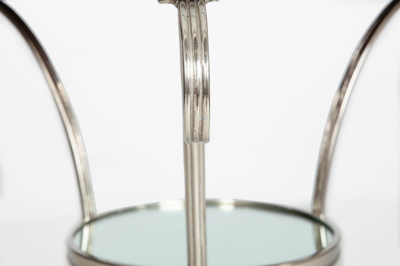 Modernist Chromed and Mirrored Gueridon Side Table in Neoclassical Style gallery