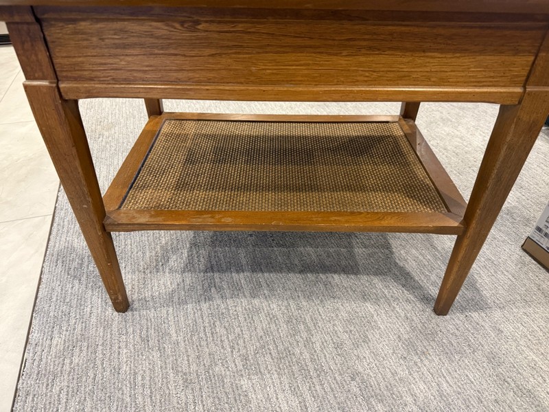 Solid Vintage Hammary stamped end table with pull out drawer and shelf gallery