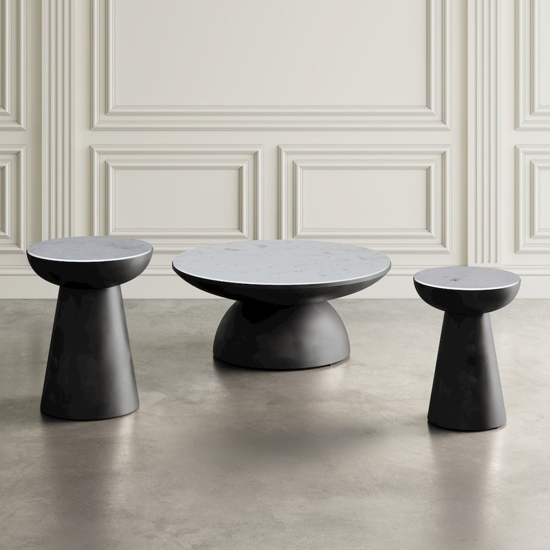 Circularity Modern Luxury Marble and Iron 35" Round Pedestal Coffee Table gallery