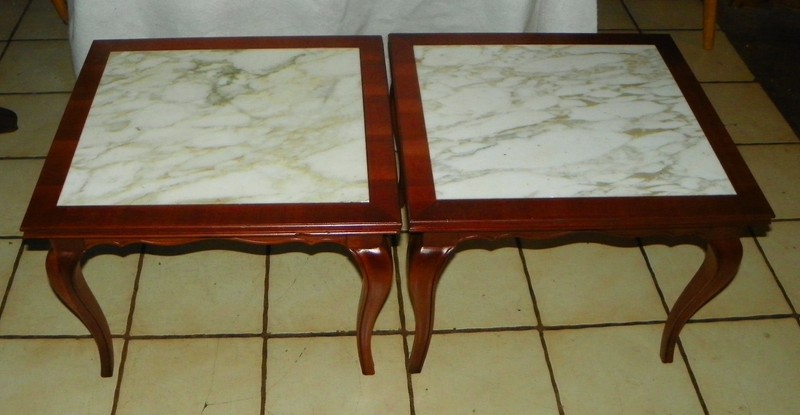 Cherry Mid Century Marble Top End Table by Berkey Widdicomb 1 table (ET42)