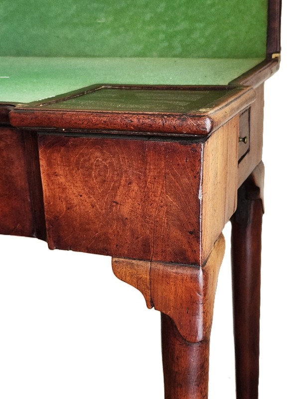 Game Card Table, 1740 Queen Anne, England, Mahogany, Foldover, Ext Corners, 32"w gallery