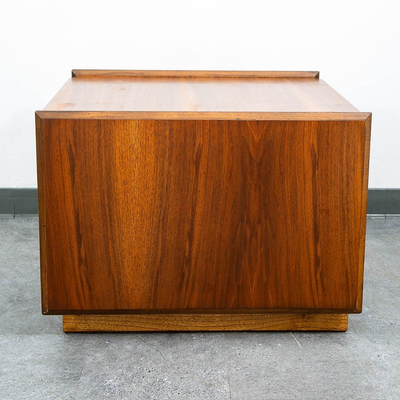 Mid Century Modern End Table Lane Cabinet Square Walnut 2 Doors Side Table MCM gallery