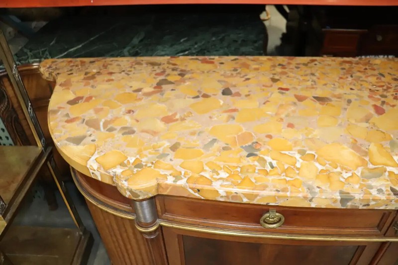 Fine French Breche D' Alep Marble Top Faux Tambor Doors Directoire Sideboard gallery