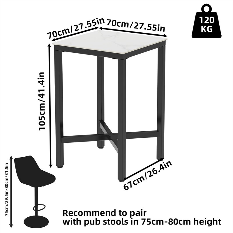 Real Marble Bar Table Breakfast Kitchen Dining Room Furniture Modern Tall Square gallery