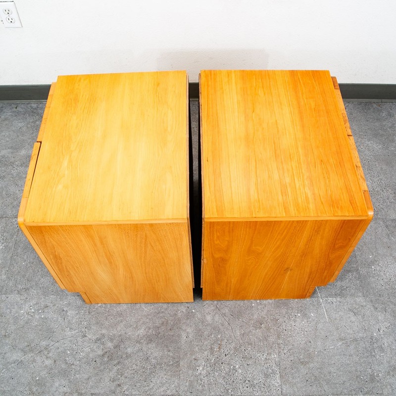 Mid Century Modern Nightstands Doors End Side Tables Blonde Canadian Mcm Two 2 gallery