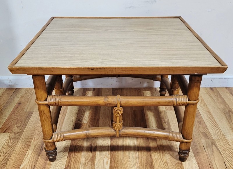 Vintage Mid-Century MODERN BAMBOO Style COFFEE TABLE John Wisner for FICKS REED gallery