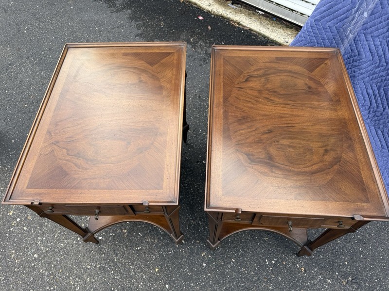John Widdicomb One Drawer Walnut Inlaid End Tables/ Nightstands gallery