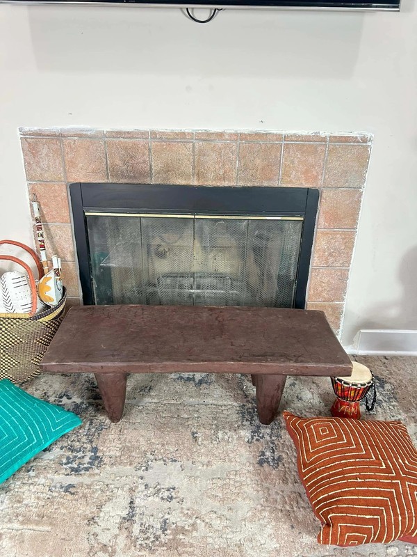 Vintage Senufo Coffee Table – African Hand-Carved Wood Bench