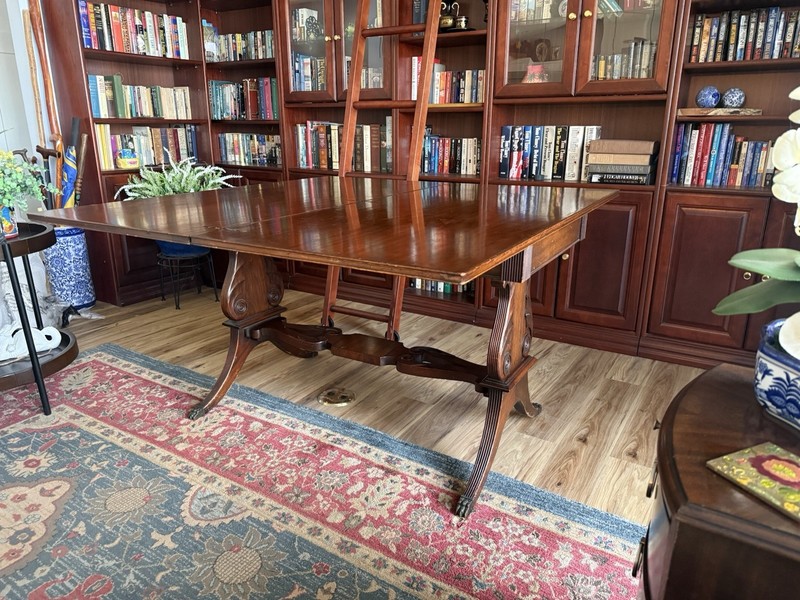 Antique Mahogany Library/Dinning Table with Ornate Legs gallery