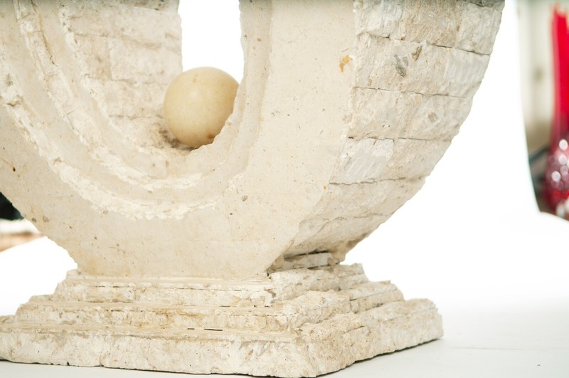 1980’s PostModern Tessellated Mactan Table Stone Magnussen Ponte plant stand gallery