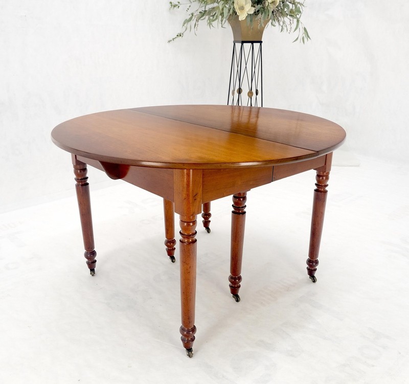 Antique Solid Light Amber Walnut Round Dining Table 4 Extension Boards MINT! gallery