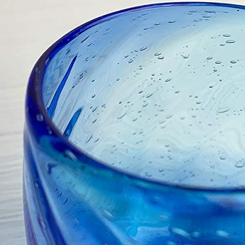 Ryukyu Glass Rocks Glass Okinawa Souvenir Churaumi Barrel Glass Light Blue Blue gallery
