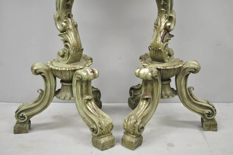 Italian Baroque Style Marble Top Figural Bearded Man Pedestal Stands - a Pair gallery